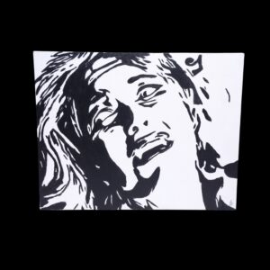 Dee Wallace Howling Painting. The painting is painted with Amsterdam acrylic paints. The painting is a flat panel canvas which can be hung with command strips, adhesive hooks, or framed.