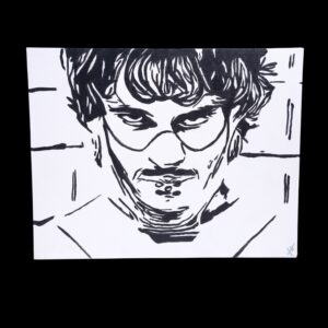 Hugh Dancy Hannibal Painting. The painting is painted with Amsterdam acrylic paints. The painting is a flat panel canvas which can be hung with command strips, adhesive hooks, or framed.