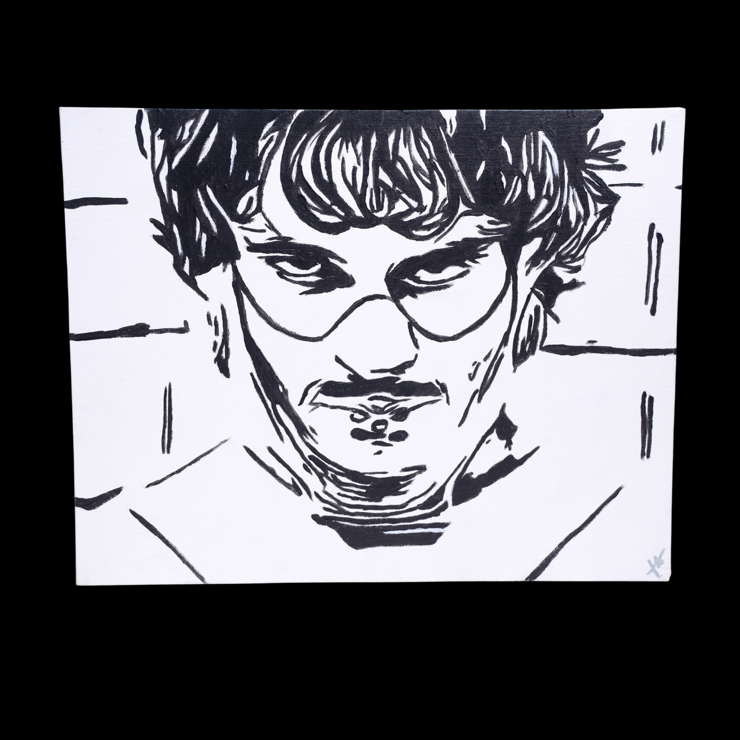 Hugh Dancy Hannibal Painting. The painting is painted with Amsterdam acrylic paints. The painting is a flat panel canvas which can be hung with command strips, adhesive hooks, or framed.